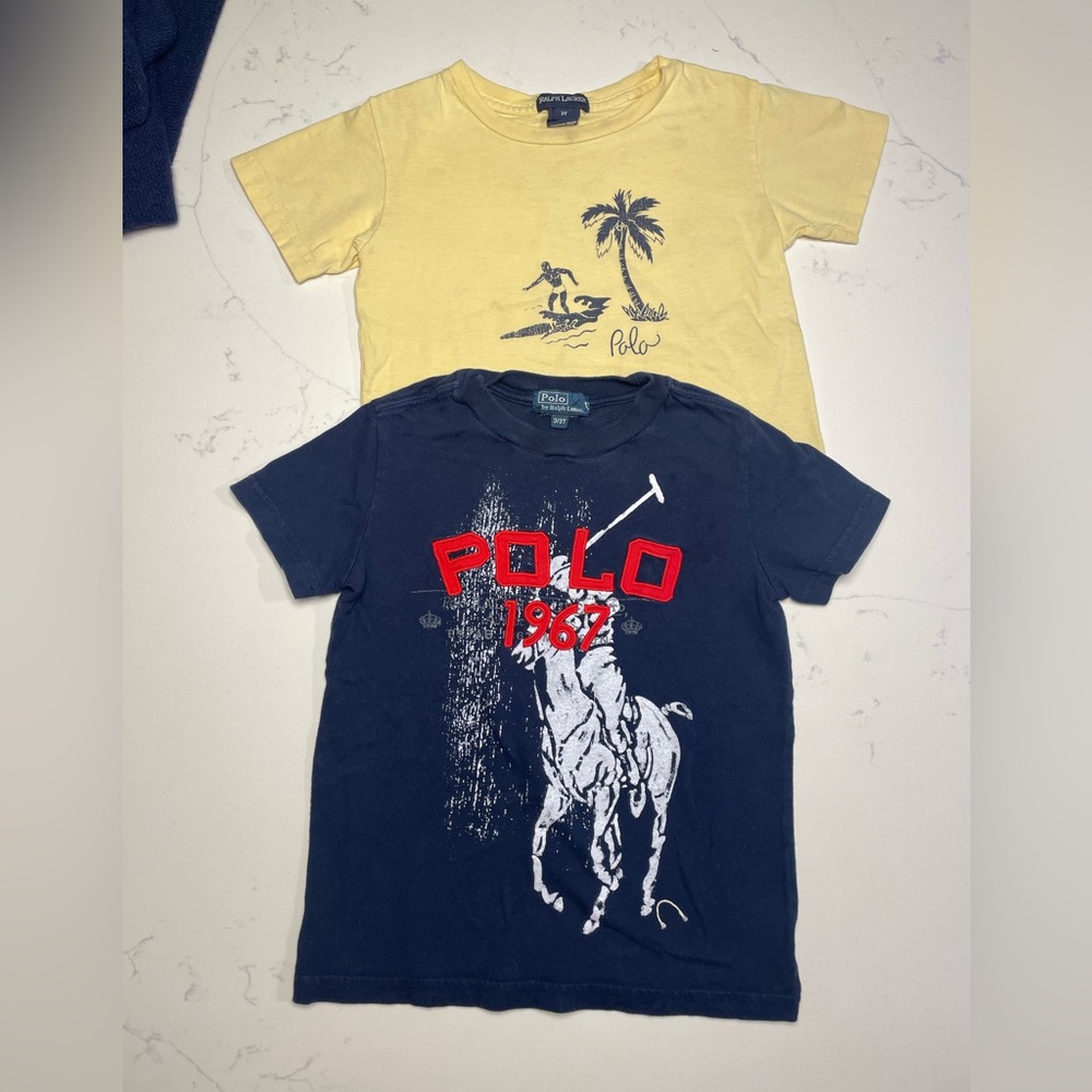 VTG Polo by Ralph Lauren Kids Polo 1967 Navy Graphic Tee & Yellow Palm T-Shirt